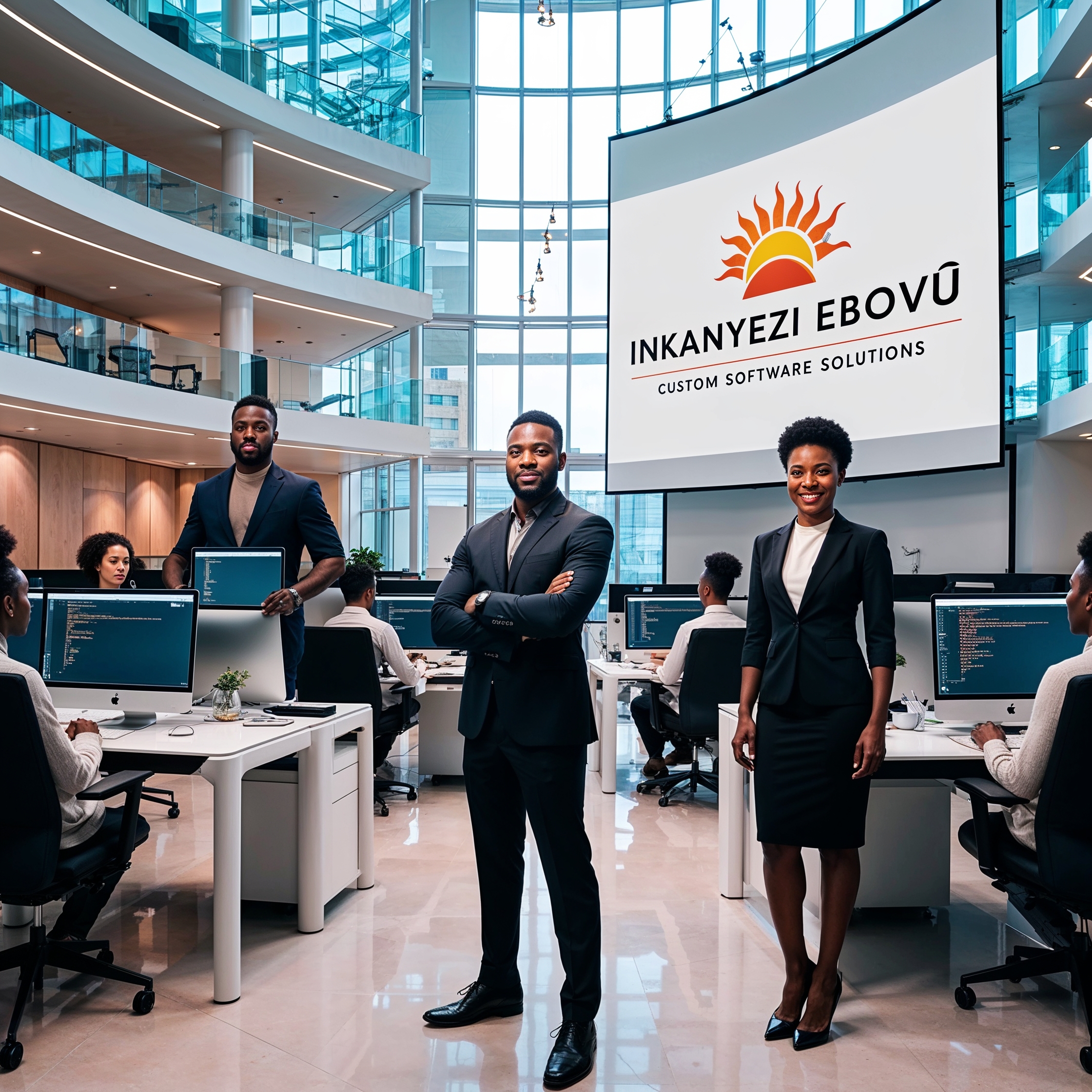 Team collaborating in a modern office